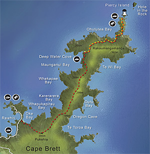 map Cap Brett Bay of Islands